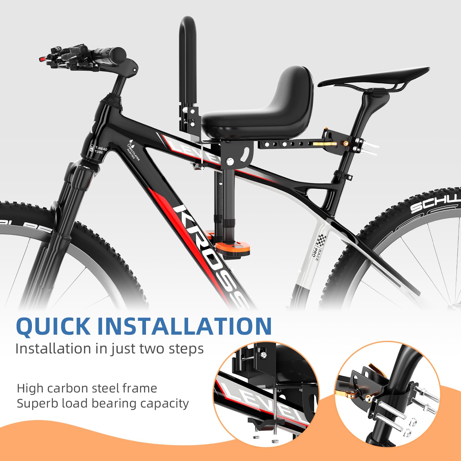 Best Kids Bike Seat for 1-5 Year Olds - Adjustable Child Bicycle Seat with Safety Guardrail & Comfortable Cushion - Perfect for Mountain Bikes, Commuting & Family Rides