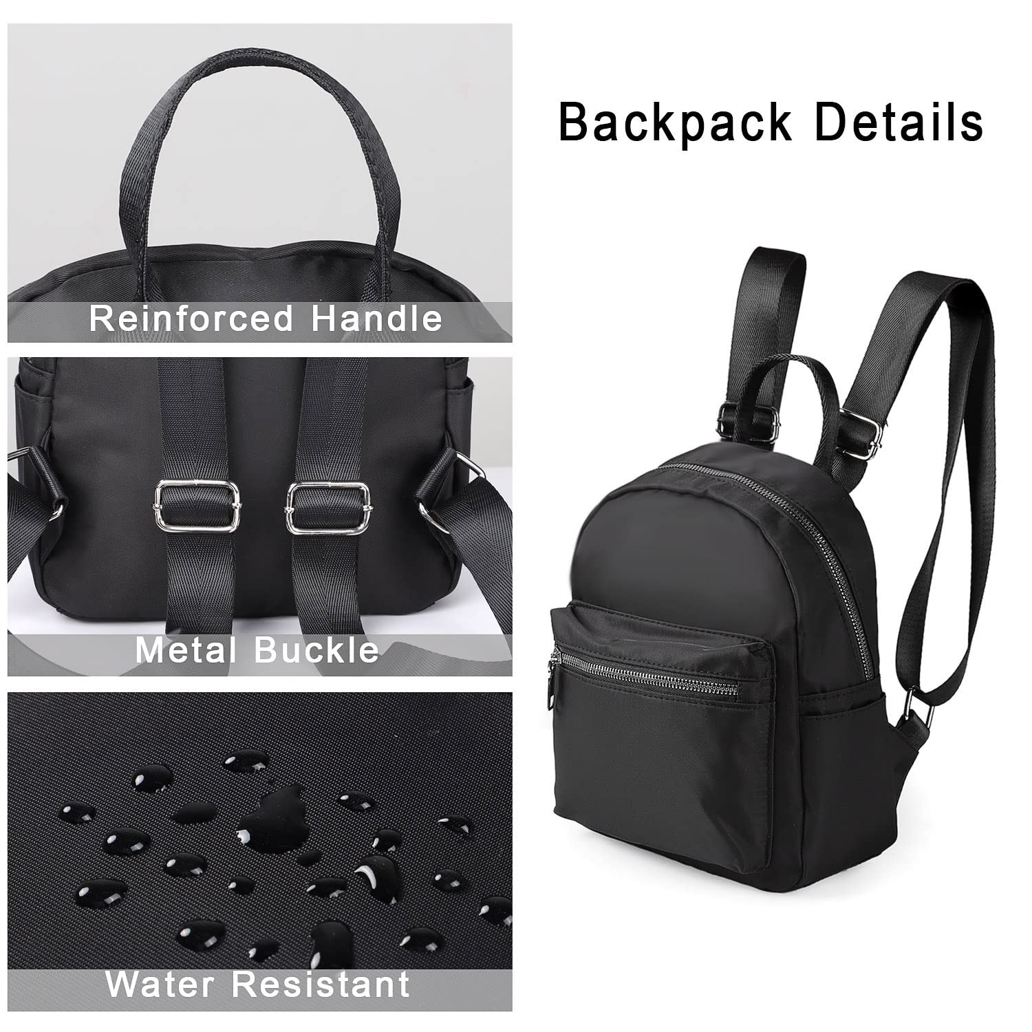 Etercycle Mini Backpack Purse for Women - Small Travel Backpack Shoulder Bag, Lightweight & Durable (Black) | Perfect for Daily Commute, Weekend Getaways & College Campus Use