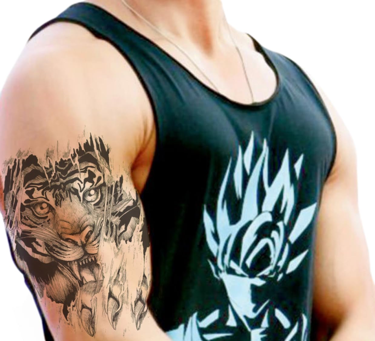 Waterproof Temporary Tattoo Stickers for Men & Women - 3D Realistic Flower, Butterfly, Star, Angel, Wolf Designs with Armband Words (21X15cm) | Perfect for Parties, Halloween, Cosplay & Body Art