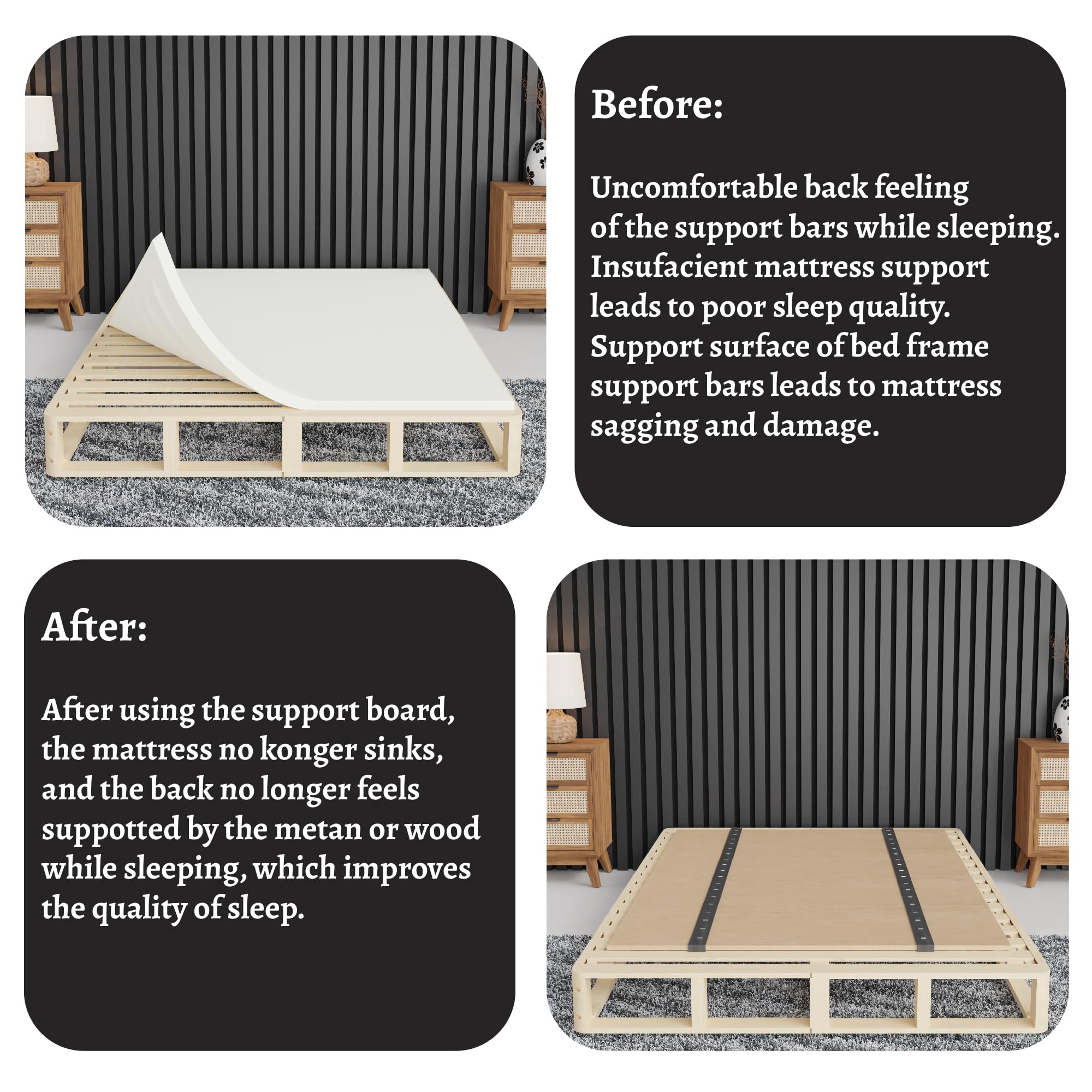 Foldable Box Spring & Bunkie Board - Full Size Bed Support Board for Day Beds, Trundle Beds, Bunkbeds & Platform Beds - No Assembly Needed, Beige - Perfect for Guest Rooms, Dorms & Space-Saving Bedroom Solutions