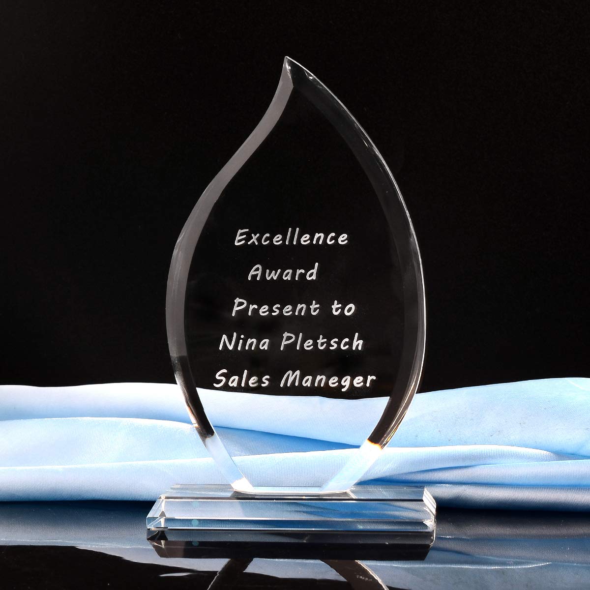 Customized Crystal Award Trophy for Teacher Appreciation - Free Engraving Glass Plaque for Employee Recognition & Achievement Awards - Perfect for Ceremonies, Milestones & Corporate Gifts