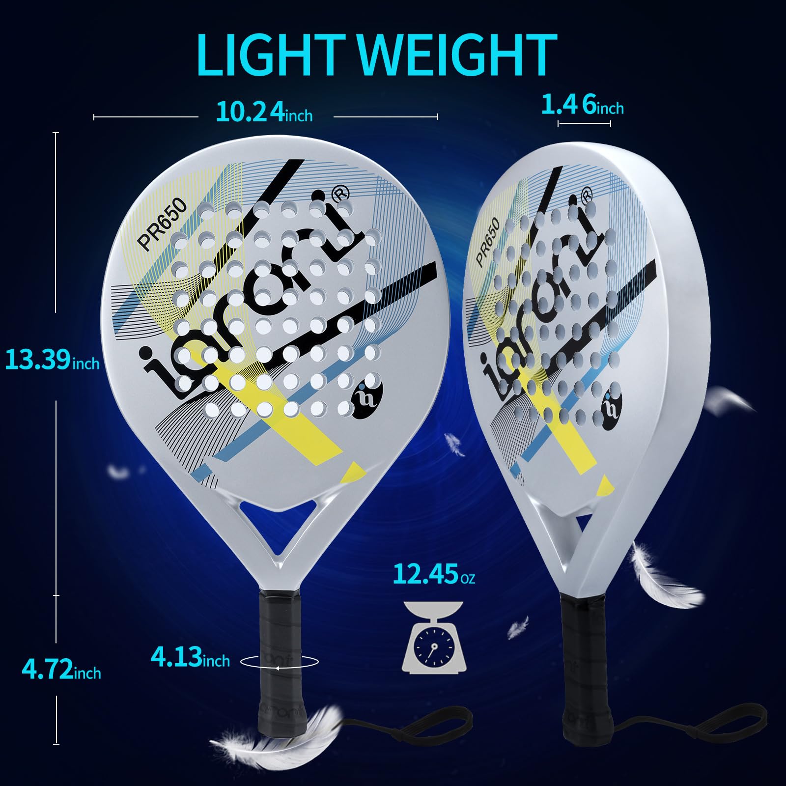 Premium Carbon Fiber Padel Racket with EVA Memory Flex Foam Core - Lightweight Tennis Paddle for Competitive Play & Training | Perfect for Padel Courts & Backyard Games