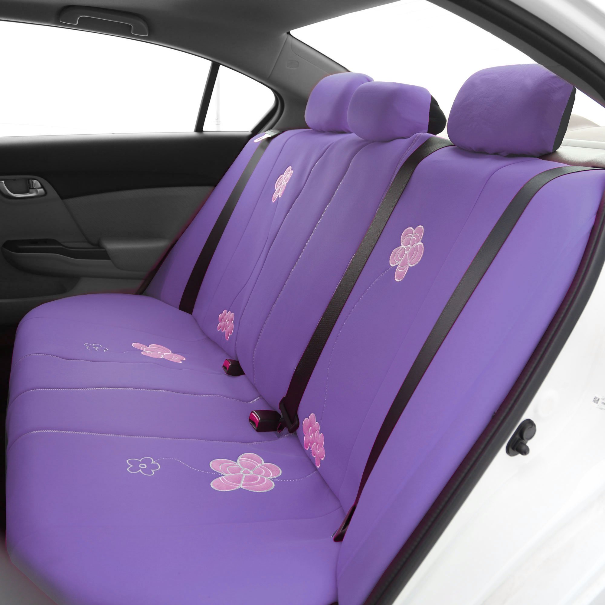 Premium Floral Car Seat Covers Full Set - Purple & Black Universal Fit for Cars, Trucks & SUVs | Airbag Compatible Split Rear Design | Durable Interior Accessories for Daily Commute, Road Trips & Family Protection