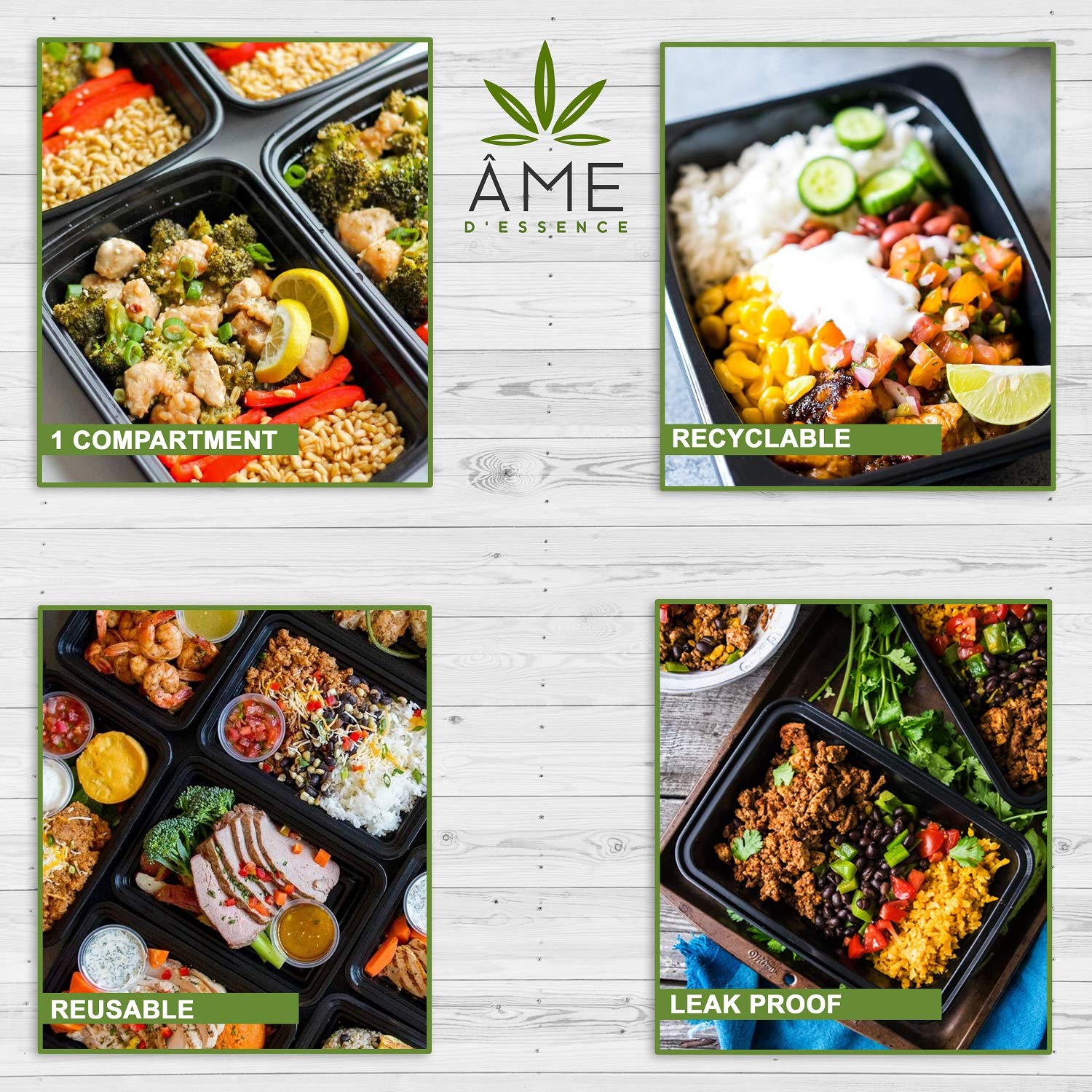 50-Pack 38 oz Disposable BPA-Free Plastic Food Storage Containers with Lids - Microwave, Freezer & Dishwasher Safe - Meal Prep, Lunch, Bento Box, Leftovers & Party Serving Containers