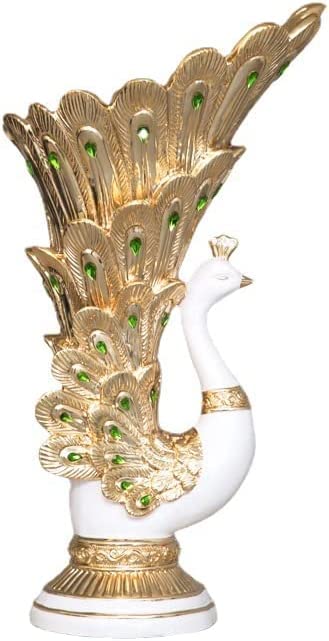 Luxury Peacock Vase Ornament - European Style Home Decor for Living Room, TV Cabinet, Porch & Desktop - Elegant Dry Flower Vase Art Piece (Silver White) | Perfect for Wedding Centerpieces, Housewarming Gifts & Boho Home Styling