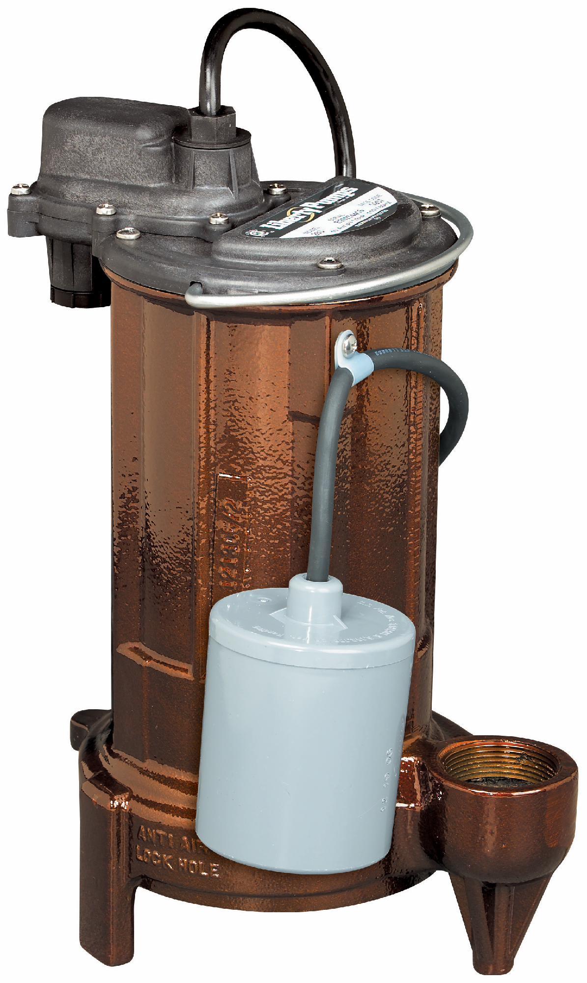 1/2 HP 115V Cast Iron Sump Pump with 25-Foot Cord & Wide Angle Float - Heavy Duty Effluent Pump for Basement, Crawl Space & Septic Systems - Liberty Pumps Model 283-2