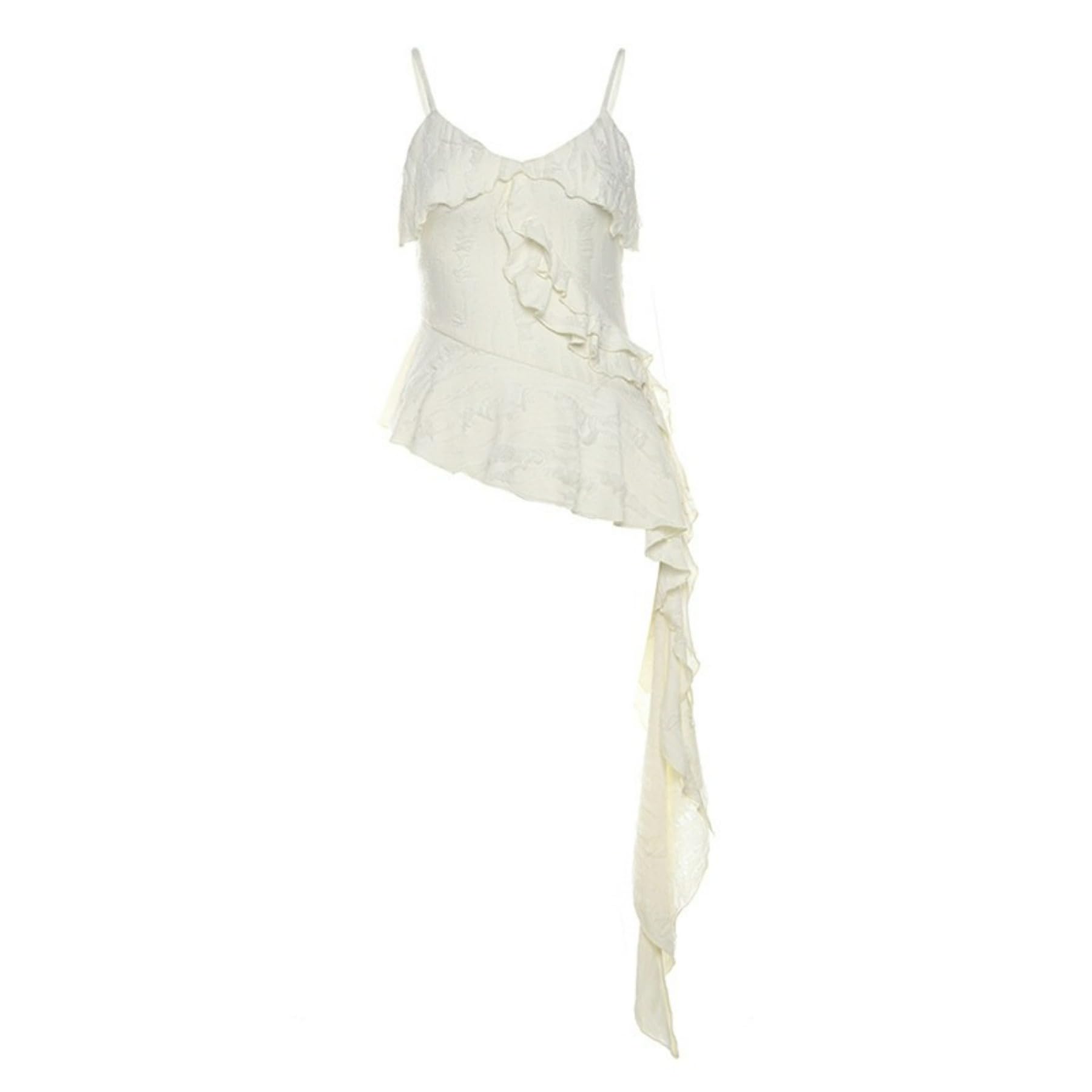 Women's Strap Tank Tops - Ruffled V-Neck Patchwork Y2K Sexy Trendy Tops for Summer, Beach, and Casual Outfits