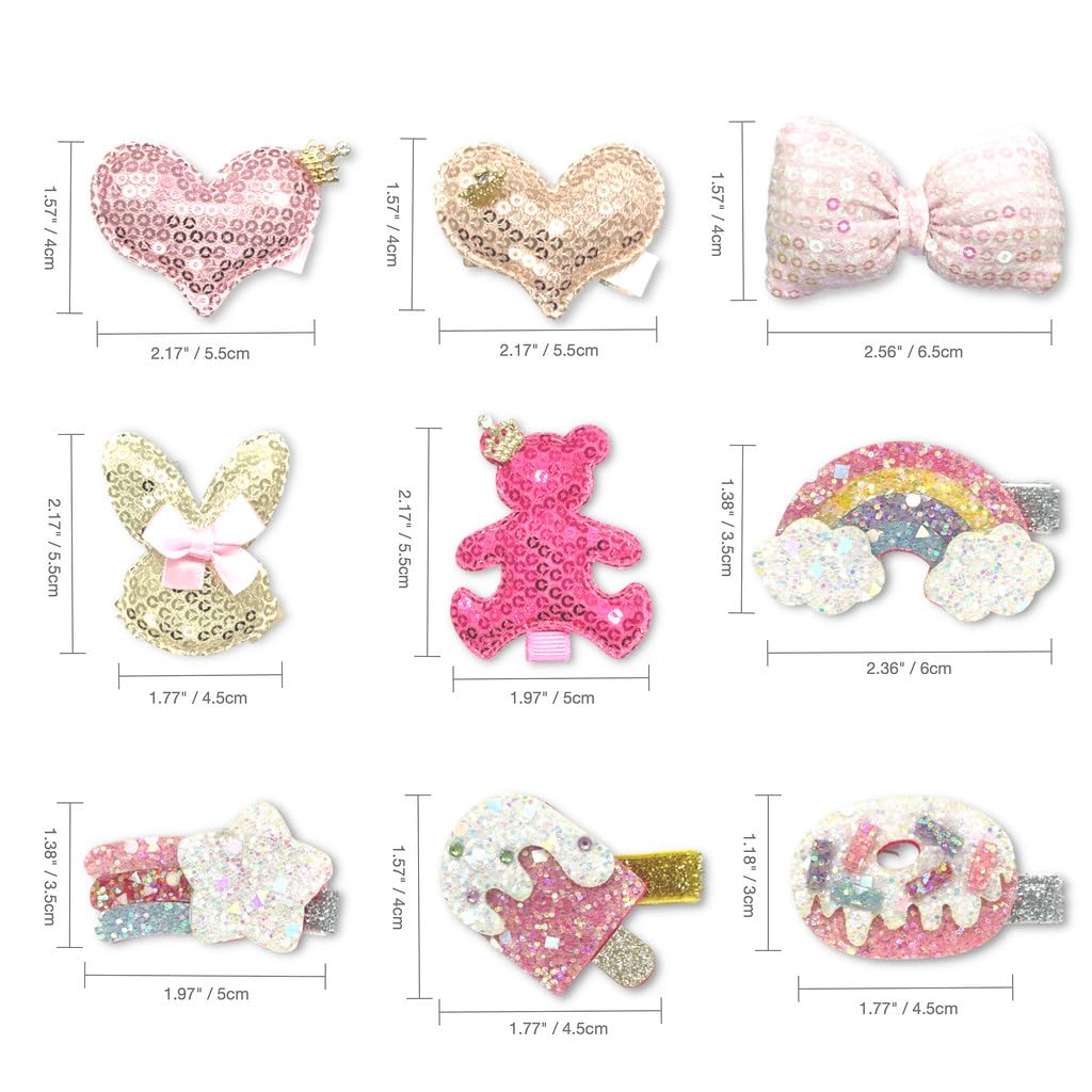 Sparkly Rhinestone Hair Clips for Women & Girls - 9 Pcs Non-Slip Alligator Clips, Glitter Barrettes for Kids, Teens & Adults | Perfect for Parties, Weddings & Daily Hair Styling