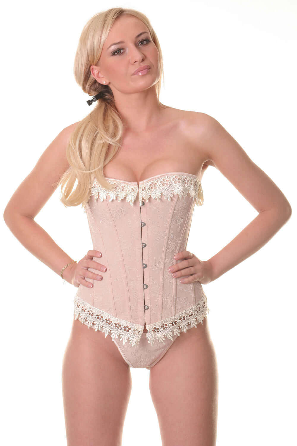 Elegant Sand Overbust Fashion Corset for Women - Waist Training Corset Top - Perfect for Burlesque, Cosplay & Evening Wear