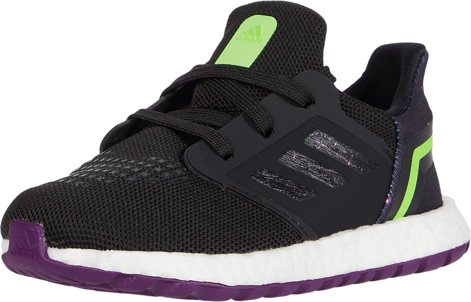 Adidas Kids Ultraboost 20 Running Shoes for Toddlers - Black/Glory Purple/White - Size 8 - Lightweight & Comfortable for Playtime, Preschool & Daily Activities
