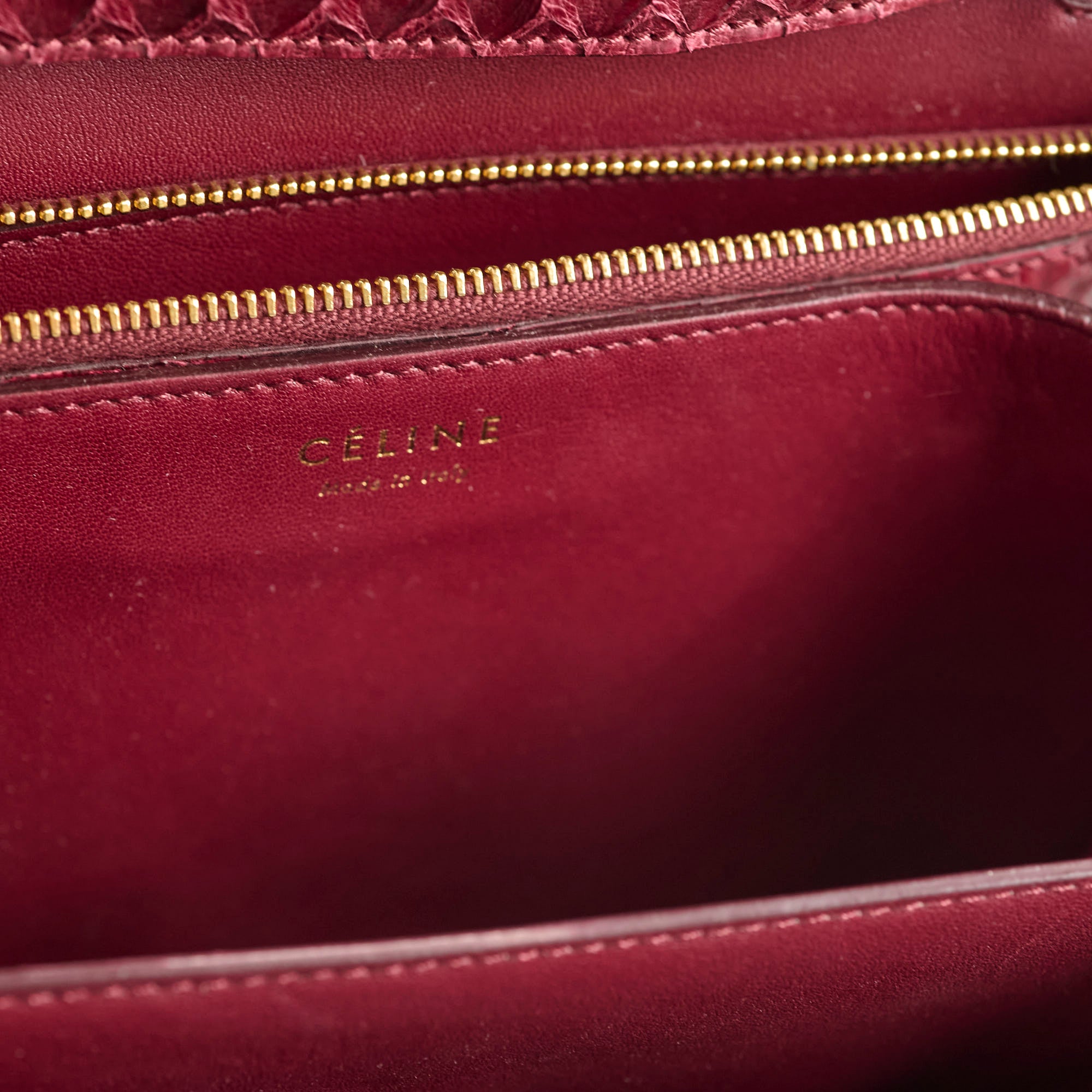 Celine Python Medium Classic Box Bag in Burgundy - Luxury Crossbody Purse for Women, Perfect for Work, Evening & Special Occasions