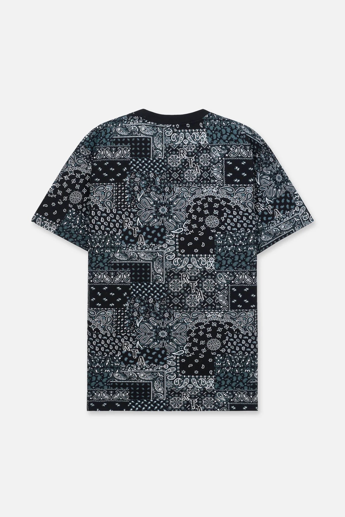 RTA Liam Black Bandana Print T-Shirt for Men - Stylish Graphic Tee for Casual Wear, Street Fashion & Everyday Outfits