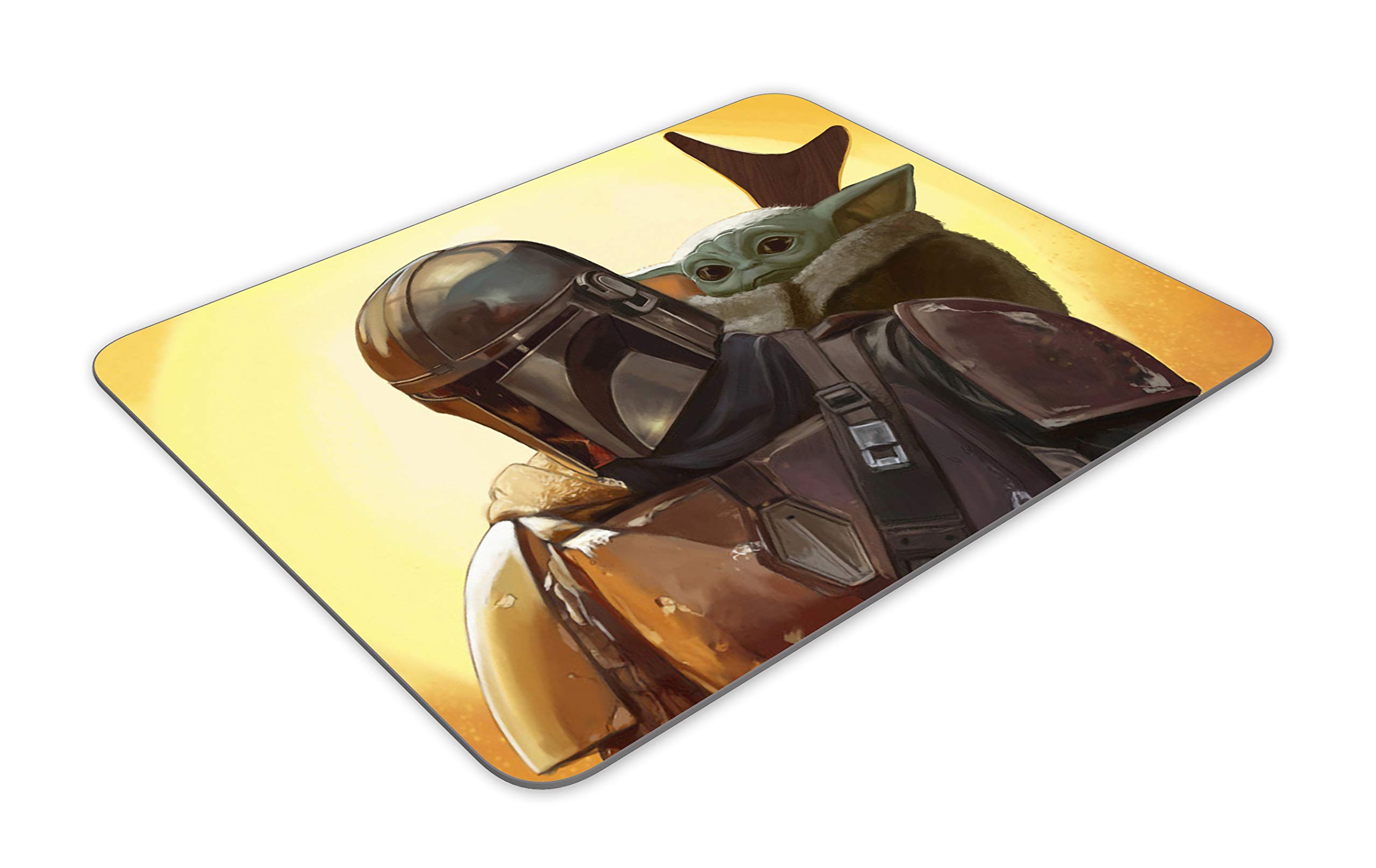 Star Wars Baby Yoda & Mandalorian Mouse Pad - Non-Slip Rubber Gaming Mouse Mat for Office & Home Use - Perfect for PC, Laptop, Computer Workstations & Gaming Setups