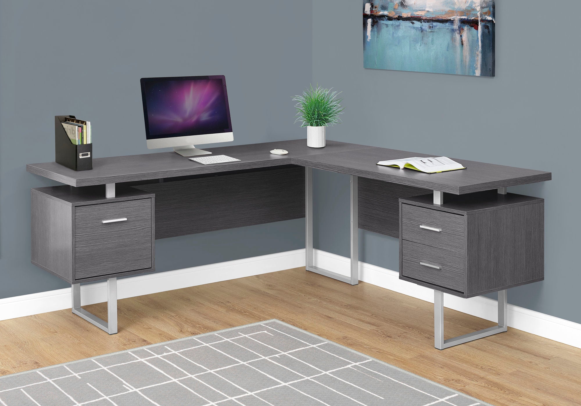 70L Office Series Grey File Cabinet - Left or Right Facing for Home & Business Organization