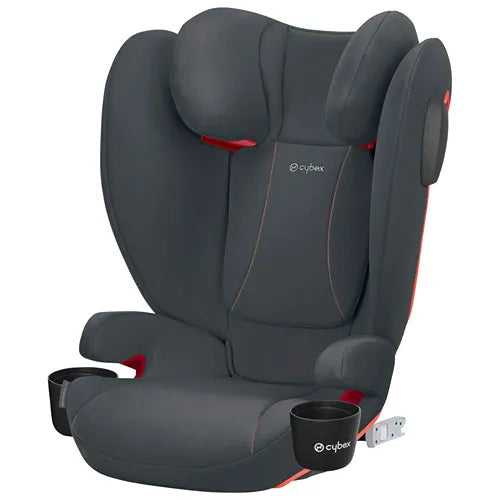 Solution B2 Fix+ Lux Booster Seat - Steel Grey Baby Car Seat for Toddlers | Safe & Comfortable Travel Accessory for Cars, Airplanes & Strollers