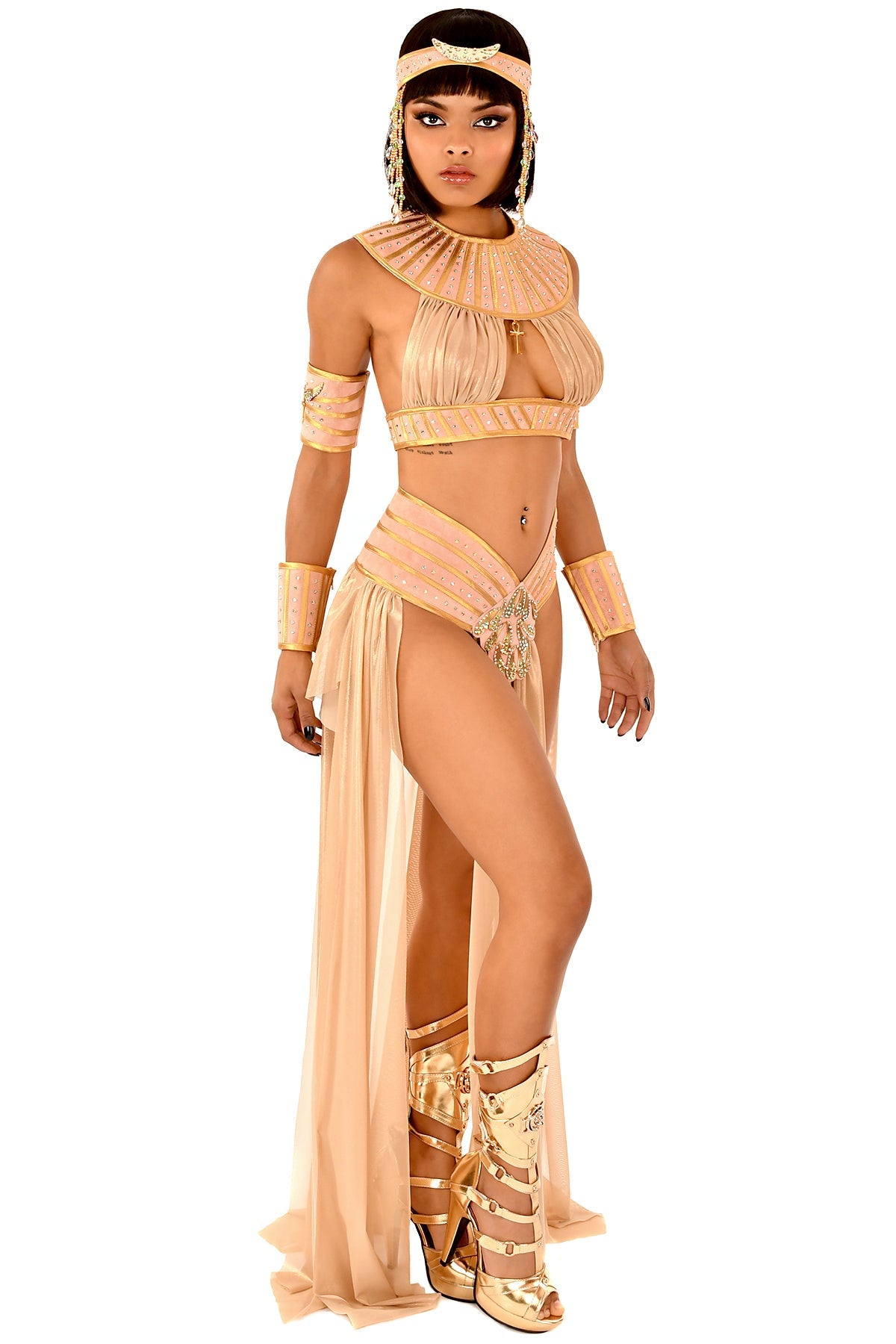 Nefertiri Upper Arm Cuffs (Pair) - Elegant Egyptian-Inspired Arm Jewelry for Women - Perfect for Costume Parties, Belly Dancing & Boho Fashion