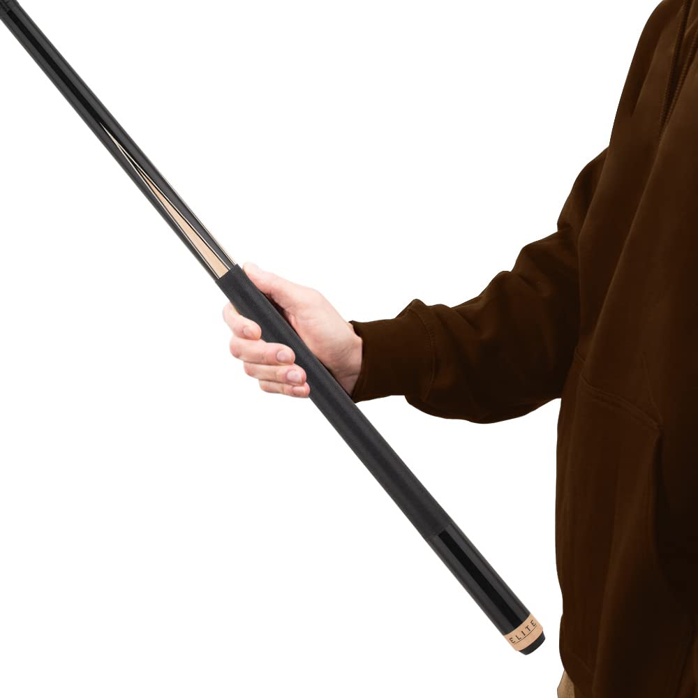 Elite EP33 Professional Pool Cue - Premium Black Stained Maple & Zebrawood Design with Pearl White Diamonds & Black Outline - Perfect for Billiards, Pool Tournaments & Home Game Rooms