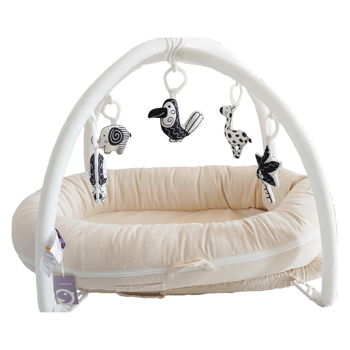 Premium Baby Lounger & Infant Nest - 100% Cotton Portable Travel Bed for Newborns 0-12 Months | Soft & Breathable Crib Cover for Boys & Girls | Perfect for Nursery, Travel & On-the-Go Parenting (Creamy White)