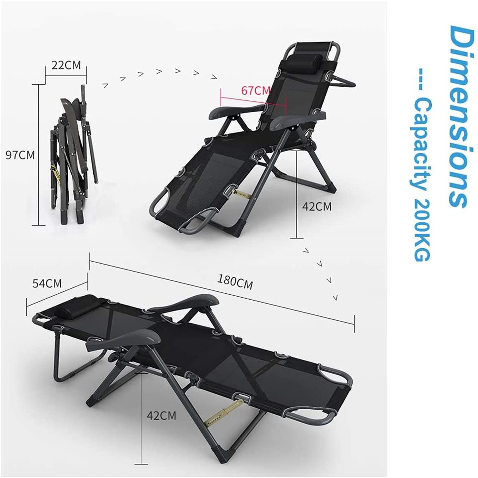 CHLDDHC Extra-Wide Foldable Sun Lounger with Footrest - Heavy Duty 330lbs Capacity Metal Deck Chair for Adults - Perfect for Poolside, Patio, Beach & Outdoor Relaxation