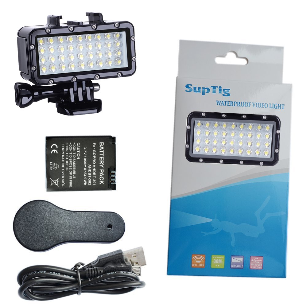Suptig Professional Diving Light - 10000 Lumens High Power Dimmable LED Underwater Light with 147ft Waterproof Depth for Scuba Diving, Snorkeling & Underwater Photography - Compatible with GoPro Hero 13/12/11/10/9/8/7/6/5/5S/4/3+ & Action Cameras - Perfect for Night Dives, Cave Exploration & Marine Videography