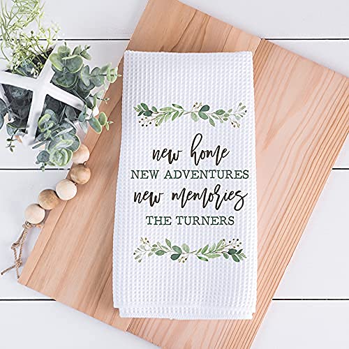 Personalized Custom Waffle Weave Dish Towel - Housewarming & Wedding Gift - Eco-Friendly Eucalyptus Kitchen Towel for New Home Memories - Perfect for Kitchen, Dining & Hostess Gifts