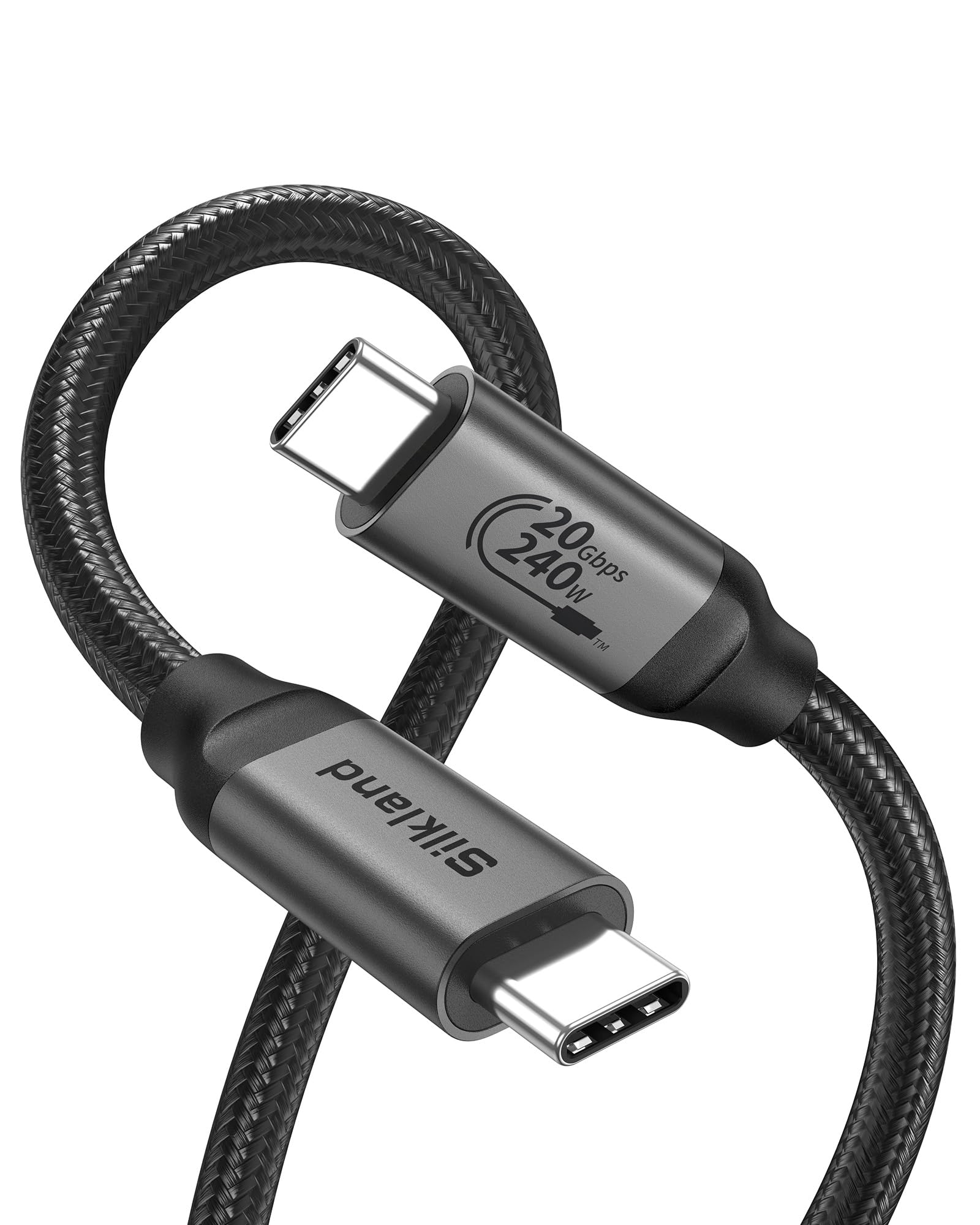 Silkland USB C to USB C Cable 4K@144Hz 8K@30Hz 20Gbps High Speed Data Transfer 240W PD Fast Charging - Compatible with MacBook Pro iPad iPhone 16 - Perfect for Gaming Monitors 4K Displays and Workstations (4FT)