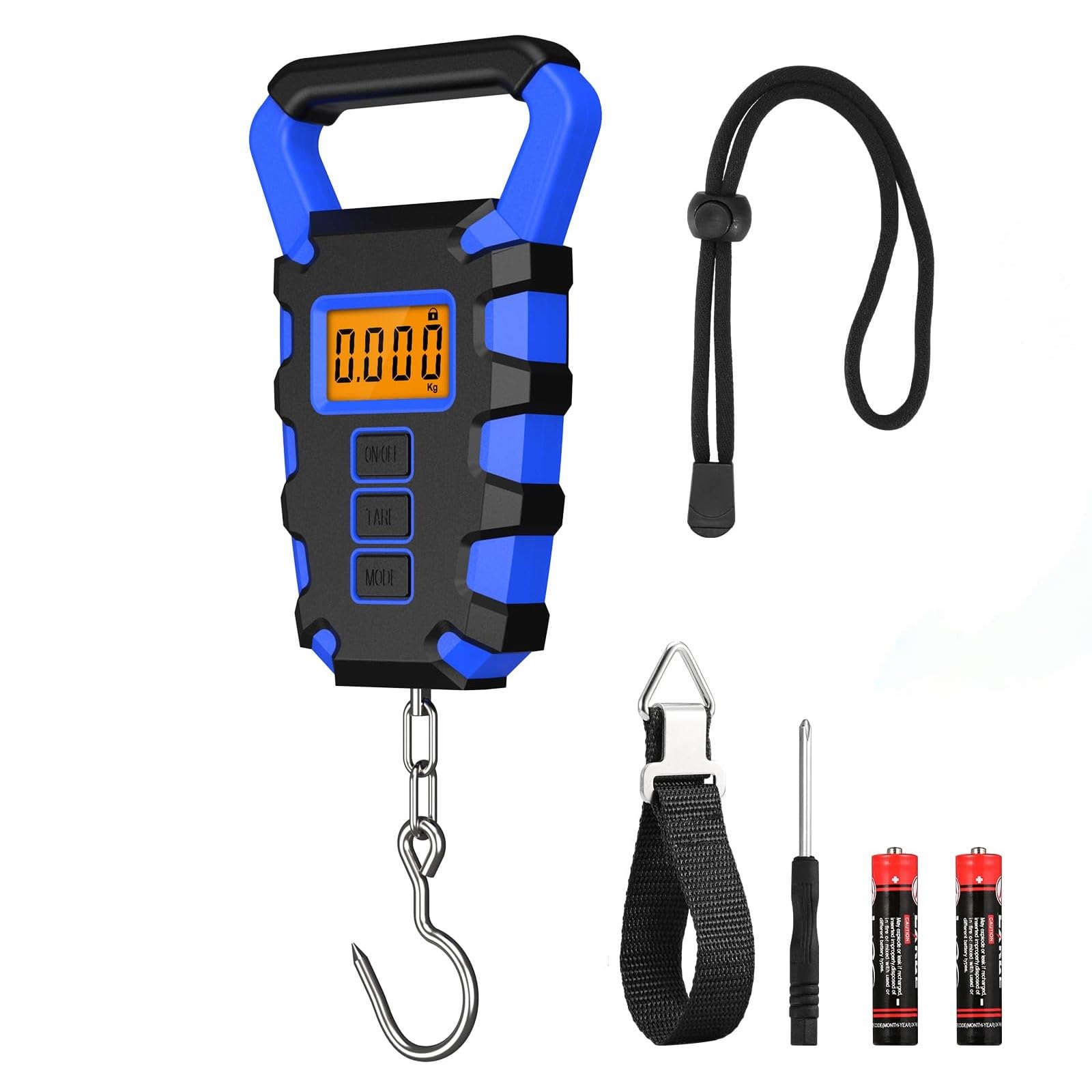 ORIA Digital Fishing Scale with Gripper - 110lb/50kg Waterproof Hanging Hook Scale with Backlit LCD Display (Lb/Oz/Kg) - Portable Fish & Meat Weighing Tool for Fishing, Hunting, Kitchen & Luggage Weight Measurement
