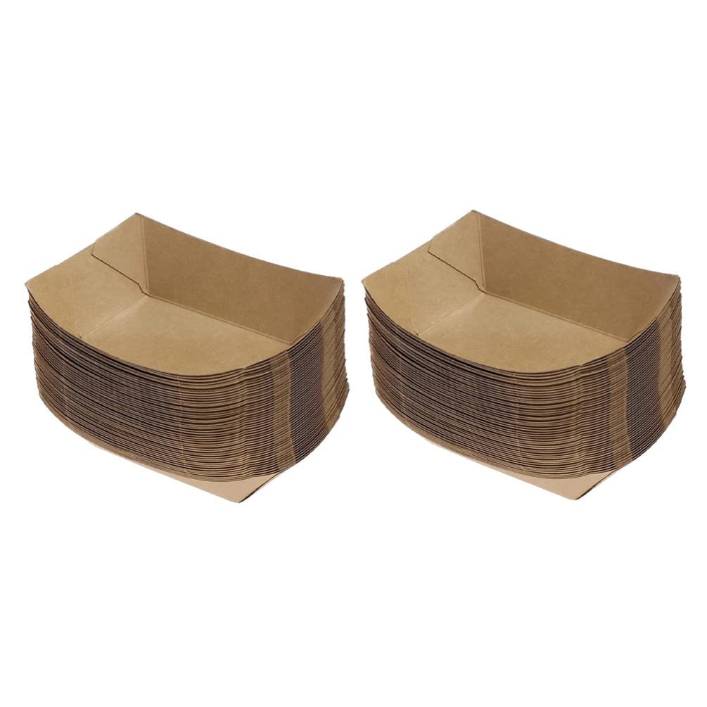 **Hemoton 50Pcs Kraft Paper Snack Plates - Eco-Friendly Sushi Serving Trays, Party Food Containers for Catering, Home Use & Picnics - Perfect for Desserts, Appetizers & Gatherings**