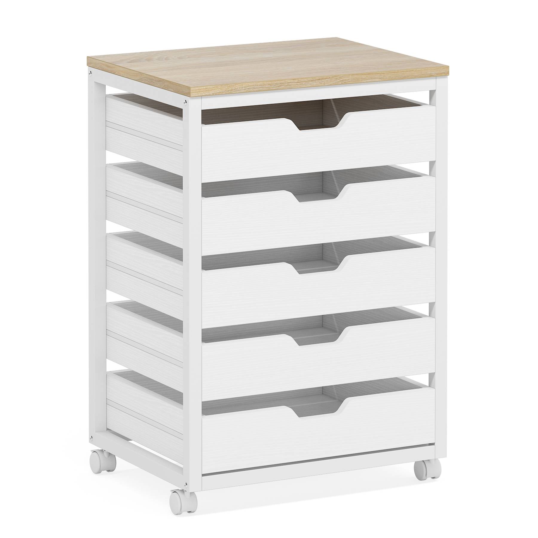 5/7 Drawer Wooden Storage Dresser Cabinet with Wheels - Perfect for Bedroom, Living Room & Office Organization