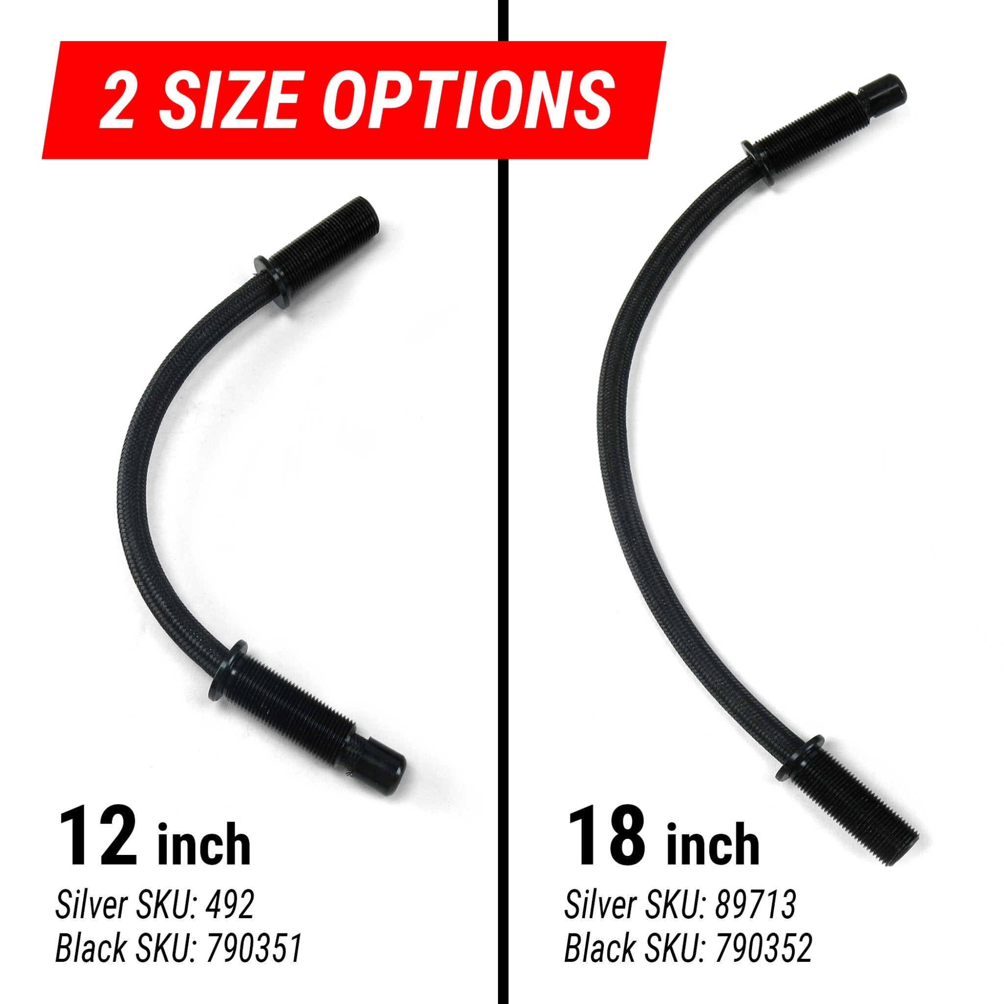 12 Billet Aluminum & Stainless Steel Braided Door Loom Wire Hose Conduit Pair - Durable Automotive Cable Protection for Wiring Harness, Engine Bay, and Custom Car Builds