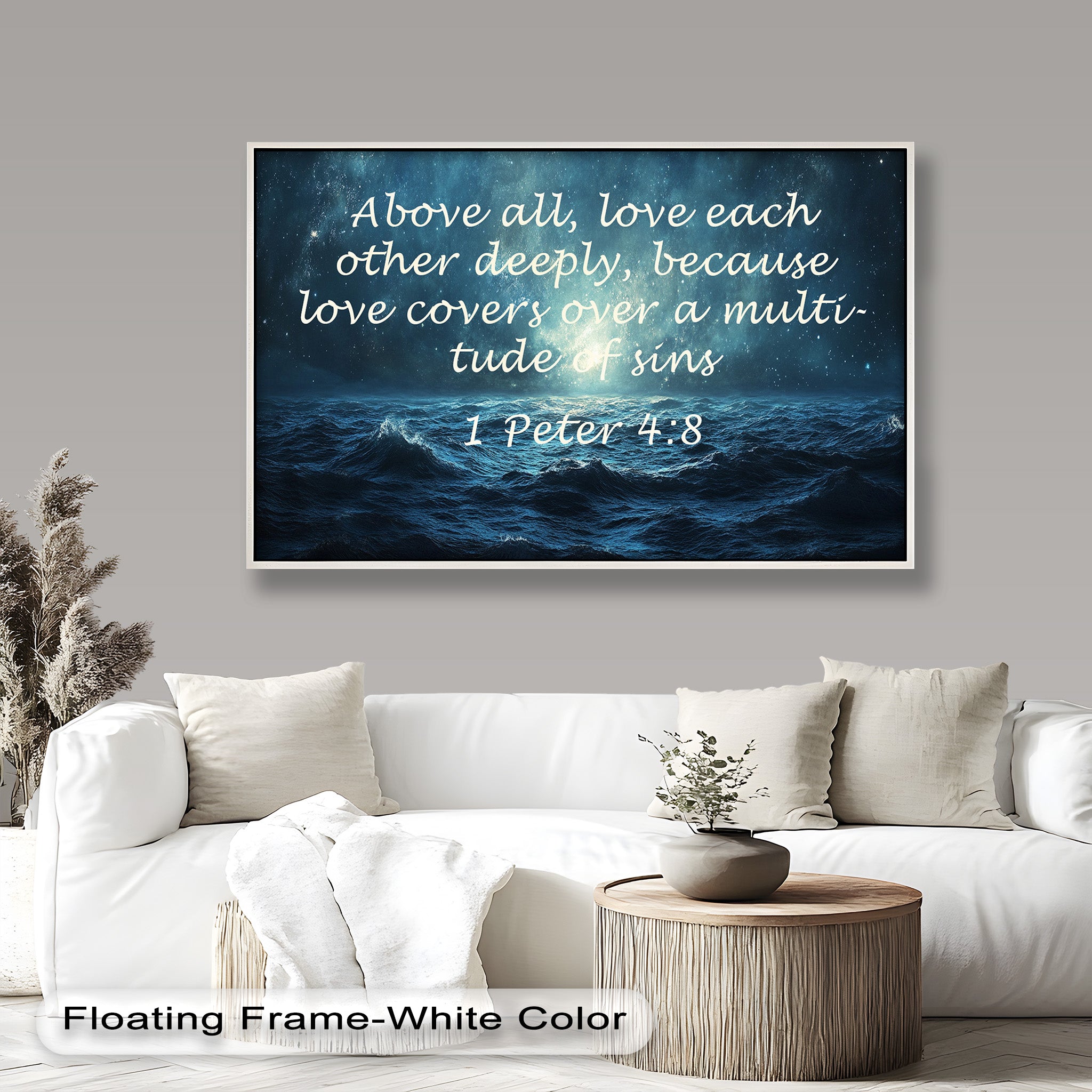 1 Peter 4:8 Love and Forgiveness Bible Verse Oil Painting - Christian Home Decor, Religious Wall Art, Gift for Baptism & Weddings