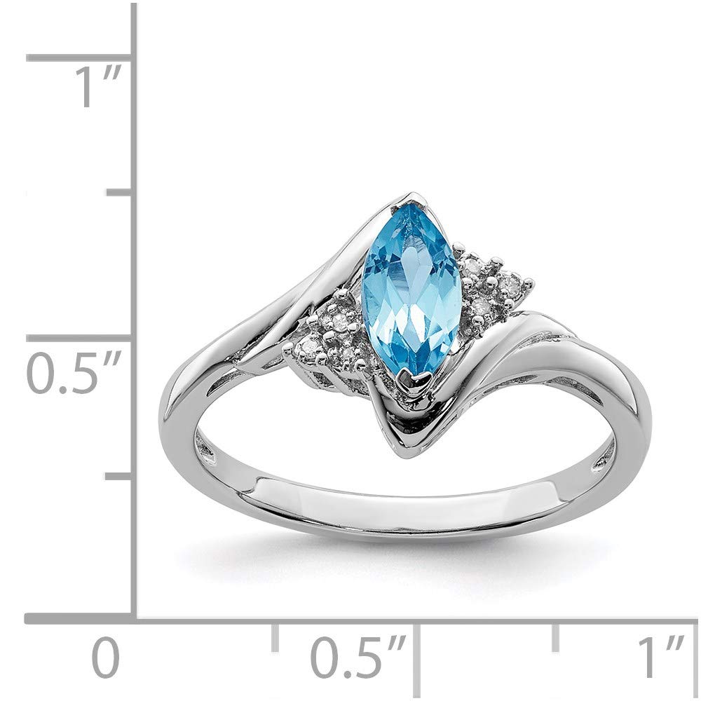 925 Sterling Silver Diamond & Light Blue Topaz Ring for Women - Elegant Fine Jewelry Gift for Her, Perfect for Anniversaries, Birthdays & Special Occasions