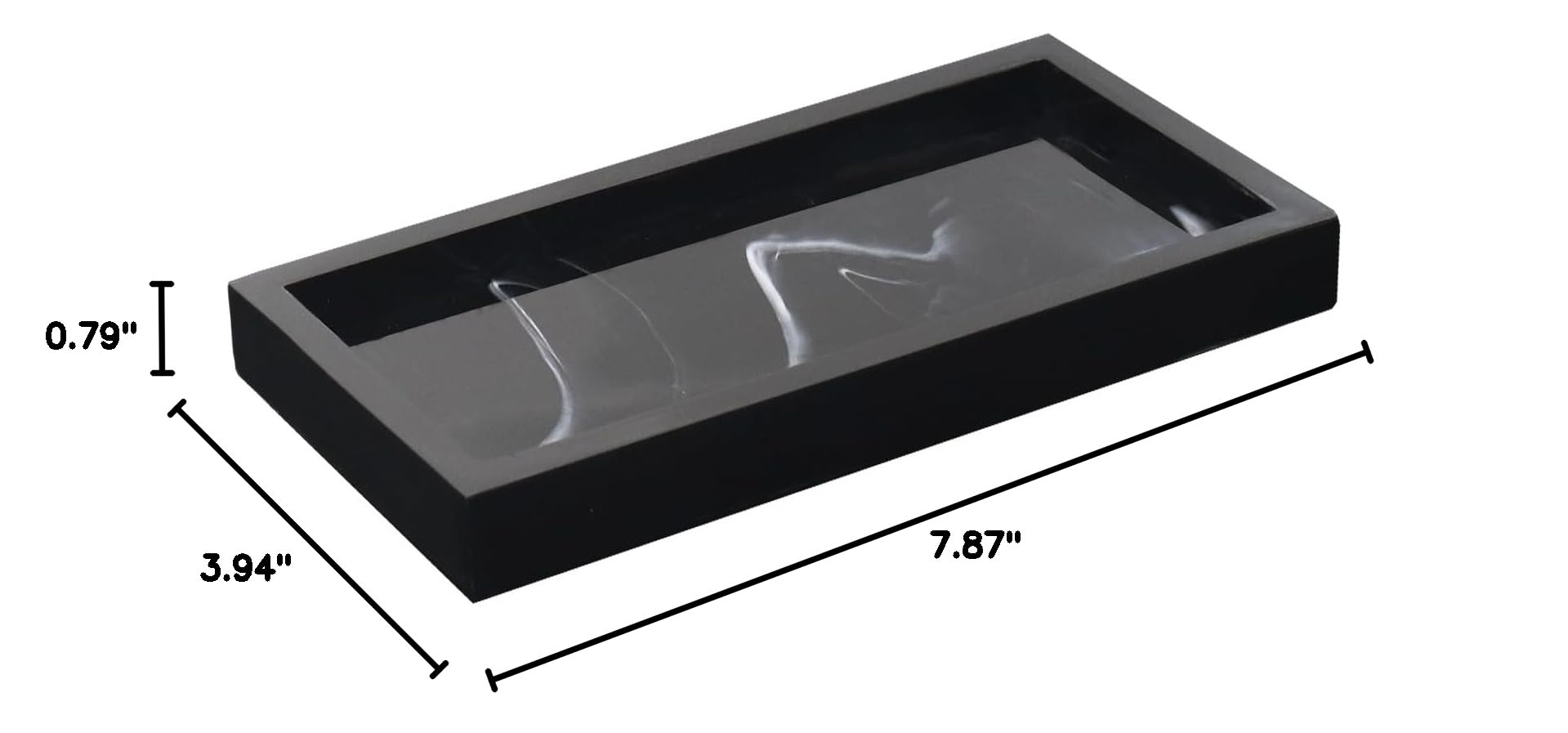 Black Marble Bathroom Vanity Tray - Elegant Resin Countertop Organizer for Toilet Tank | Perfect for Makeup, Jewelry & Bath Essentials Storage in Modern Bathrooms