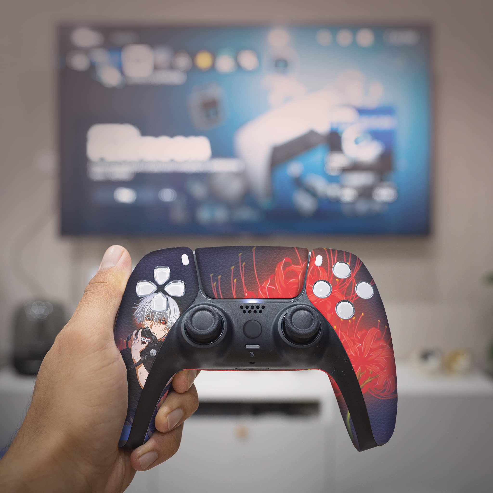 Tokyo Ghoul Custom Wireless PS5 Controller - Compatible with Playstation 5 Console | Premium Hydro-Dip Printed Gamepad (Not Just a Skin) | Officially Licensed & Made in USA | Perfect for Anime Fans & Hardcore Gamers