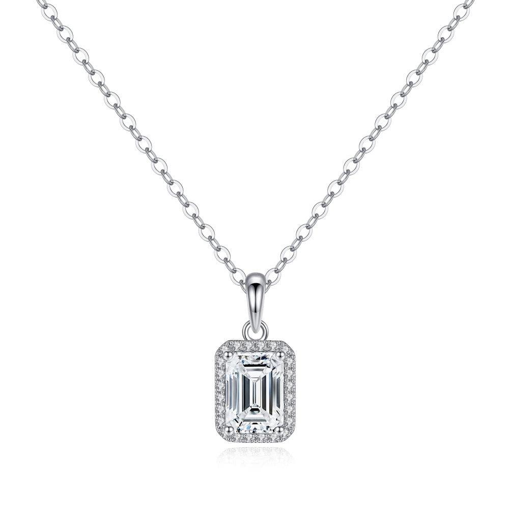 2 Carat Halo Emerald Cut Diamond Pendant Necklace - Elegant Jewelry for Weddings, Anniversaries & Special Occasions