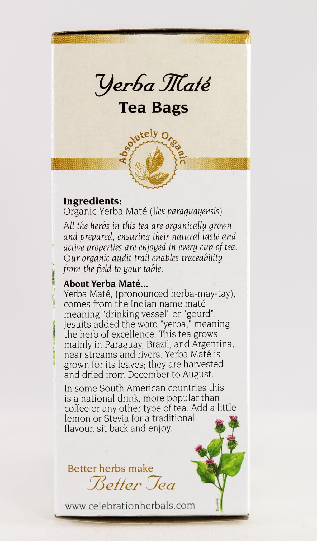Organic Yerba Mate Tea - 24 Tea Bags | Natural Energy Boost, Rich in Antioxidants | Perfect for Morning Focus, Workout Recovery & Relaxation
