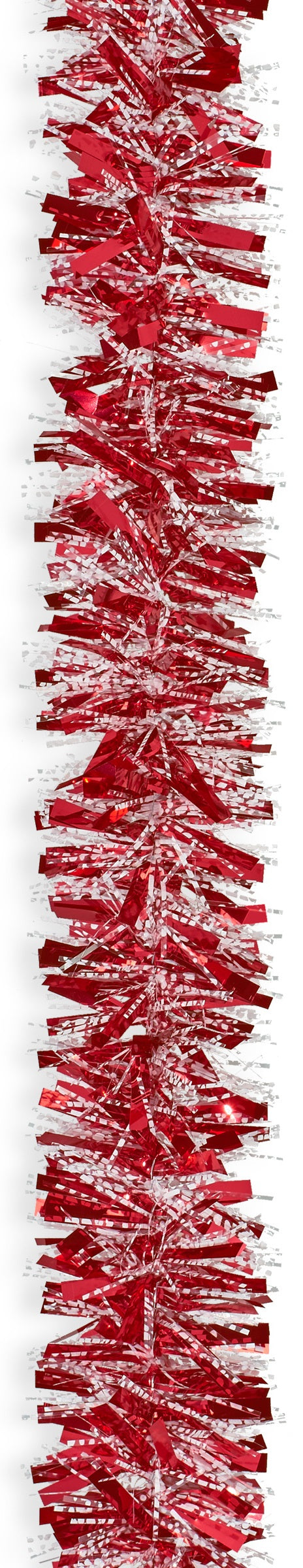 15' Fantasy Snowy Red Tinsel Christmas Garland - Holiday Decor for Tree, Mantel & Staircase - Perfect for Xmas Party & Winter Home Decoration