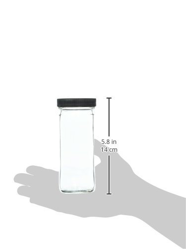 Clear 8 oz Tall Straight Sided Jars with 58-400 Polypropylene Caps & PTFE Discs - Pack of 24 | Airtight Food Storage Containers for Spices, Herbs, Cosmetics & DIY Crafts