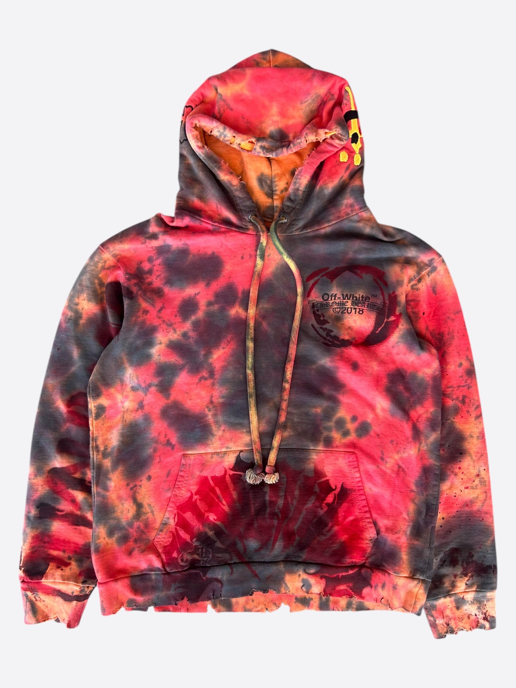 Chrome Hearts Off White CVTVLIST Multicolor Tie Dye Bleached Hoodie - Stylish Streetwear for Men & Women | Perfect for Casual Outfits, Urban Fashion, and Hip-Hop Style