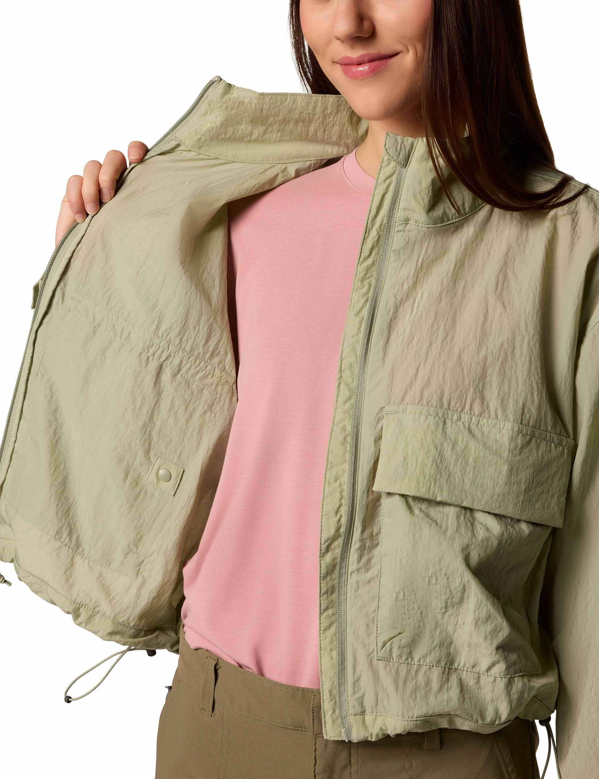 Stylish Paracutie Cropped Cargo Windbreaker Jacket for Women - Lightweight Safari Outdoor Hiking & Travel Coat