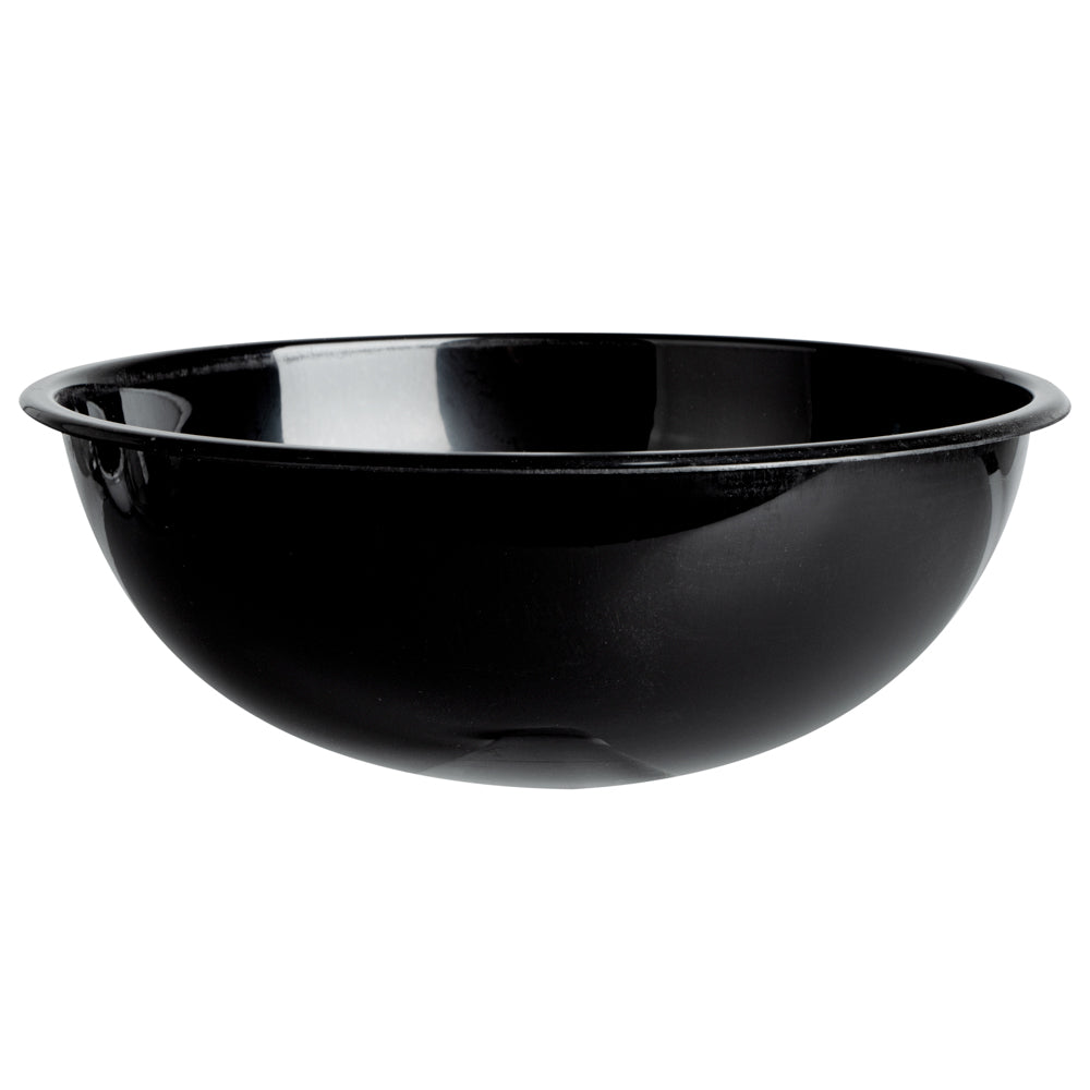 21 oz Round Black Plastic Salad Bowl - 6.75