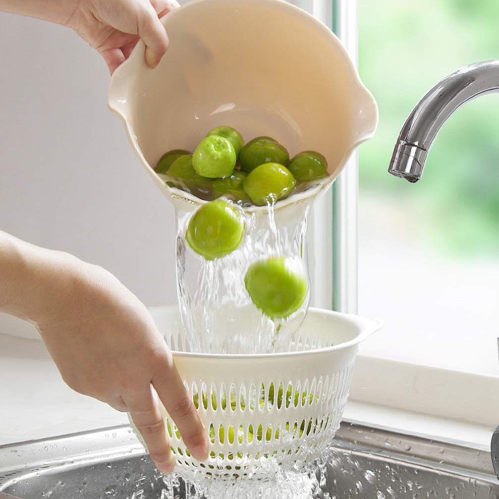 DOITOOL 2-Pack Stainless Steel Sink Colander Basket - Dual Use Fruit & Vegetable Wash Drain Basket for Kitchen, Rice Strainer, Dish Drying - Perfect for Washing Produce, Draining Pasta, and Organizing Kitchen Sink