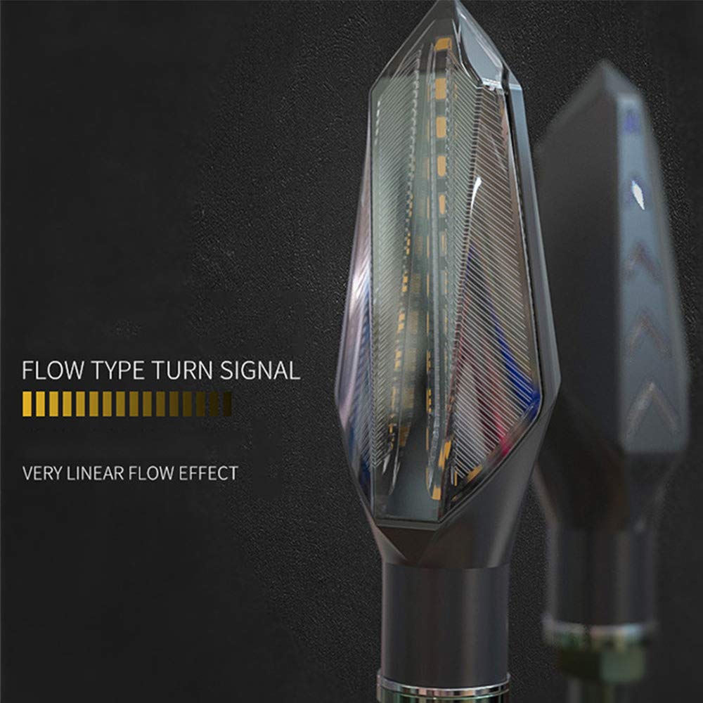 2X 12LED Motorcycle Turn Signal Lights - Waterproof Flowing Flashing Indicators for Universal Fit | Enhanced Visibility for Night Riding & Safety Warning