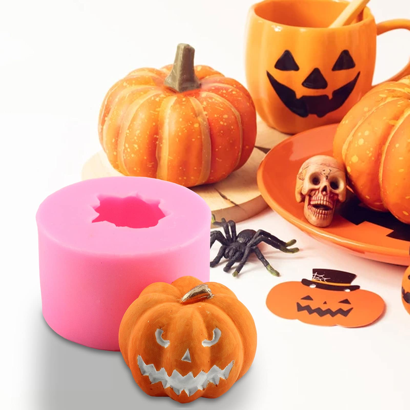 3D Pumpkin Silicone Candle Molds for Halloween - DIY Resin Craft Molds for Candle Making, Pumpkin Decorations & Fall Crafts - Perfect for Halloween Party Decor, Thanksgiving Centerpieces & Autumn Home Decor