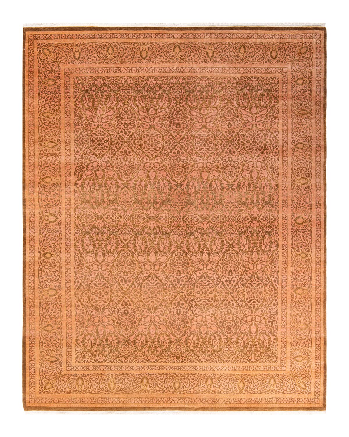 Handmade Traditional Wool Area Rug - Hand Knotted 8x10 Yellow Missing Image Mogul Design - Perfect for Living Room, Bedroom & Home Decor