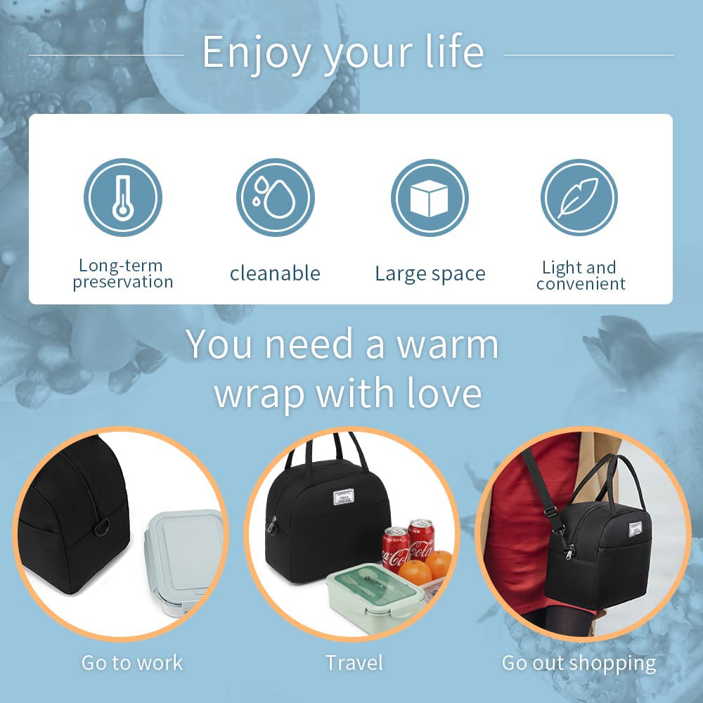 XQXA Reusable Insulated Lunch Bag - Leakproof Cooler Tote for Work, Picnic, Beach & Travel - Water Resistant Lunch Box for Adults (Men & Women) | Perfect for Office, School, Outdoor Activities & Daily Commute