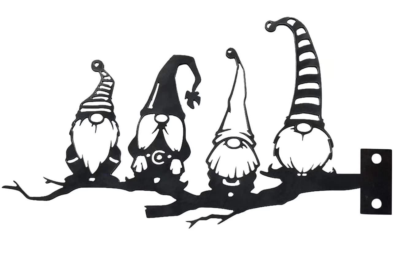 Steel Branch Gnomes Decor - Hollowed Out Easter Garden Gnome Statue, Silhouette Dwarf Tree Ornaments for Home, Yard, Patio | Perfect for Outdoor Easter Decorations & Garden Art Displays