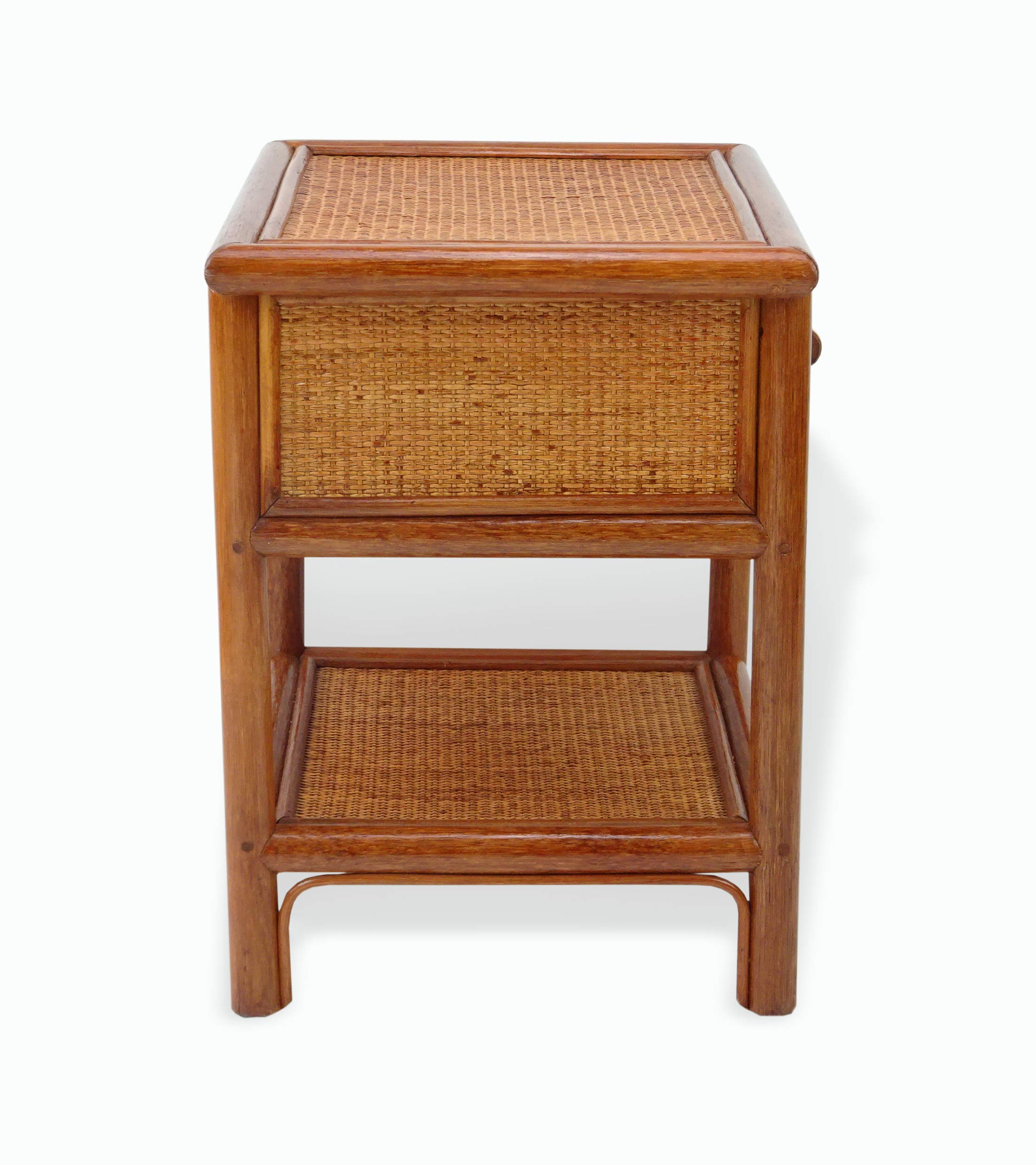 Handmade Natural Rattan Nightstand with 1 Drawer - Boho Bedside Table for Bedroom, Living Room & Dorm - Eco-Friendly Woven Storage Furniture