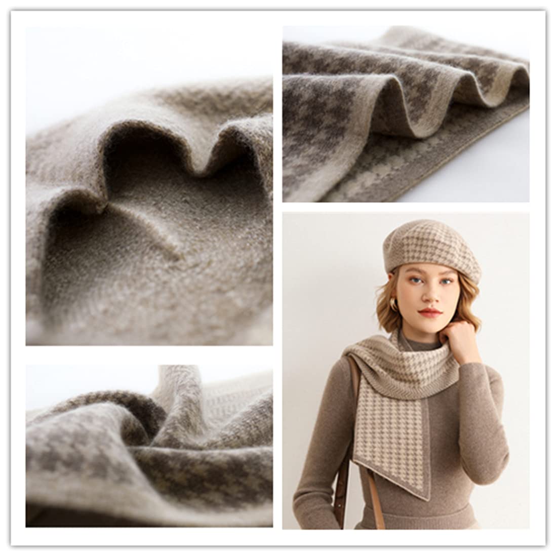 Luxury Cashmere Beret Hat & Scarf Set - Super Soft & Warm Winter Accessories for Women | Elegant Gift for Mother's Day, Anniversary, Christmas, Birthday | Perfect for Cold Weather, Office Wear & Holiday Outfits