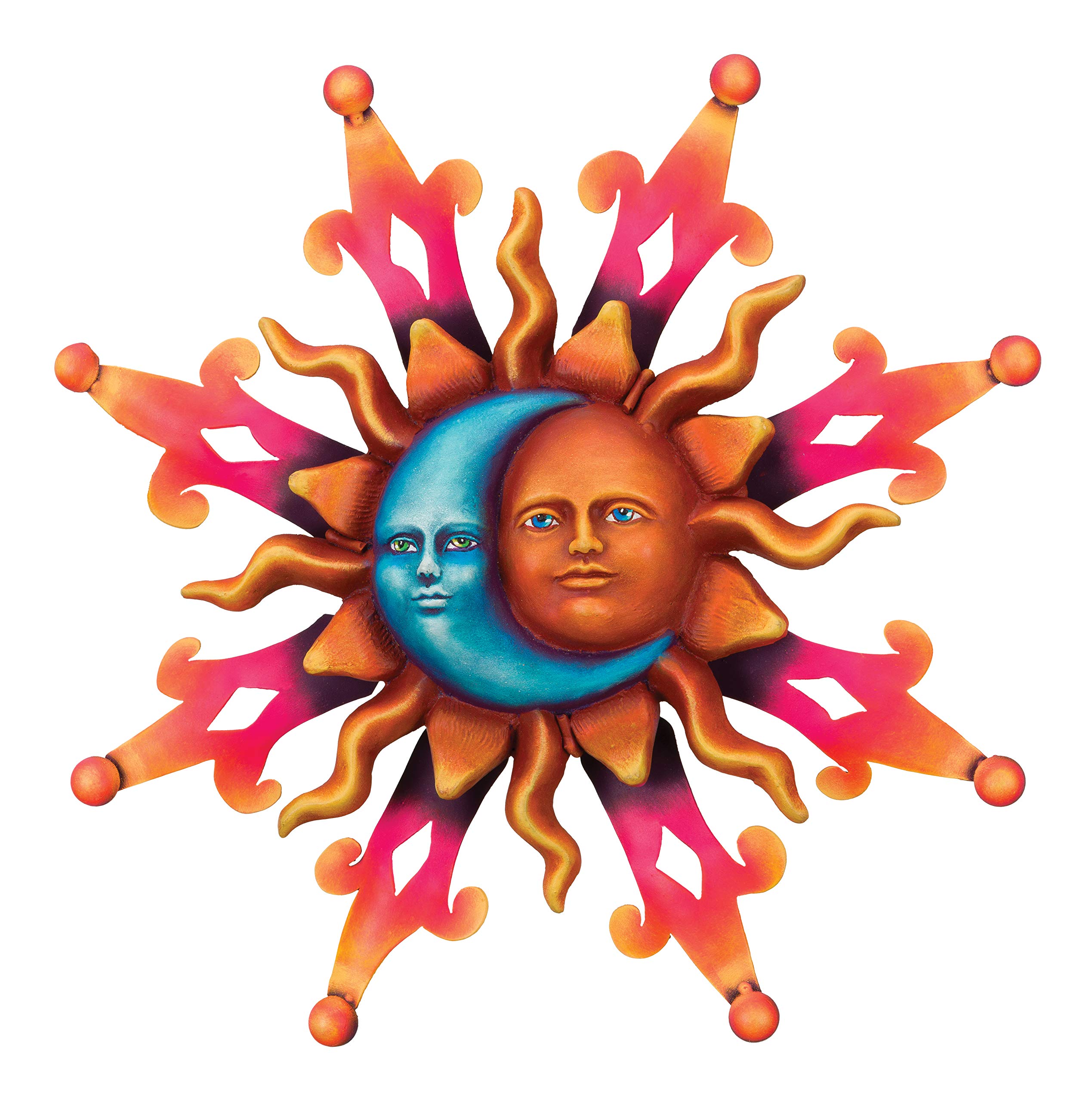 Regal Sun and Moon Wall Art Decor - 13 Inch Metal Sculpture for Indoor & Outdoor Use - Perfect for Garden, Patio, Coastal Living Room, Bedroom & Office Wall Decor - Handmade Small Wall Hanging Art Piece